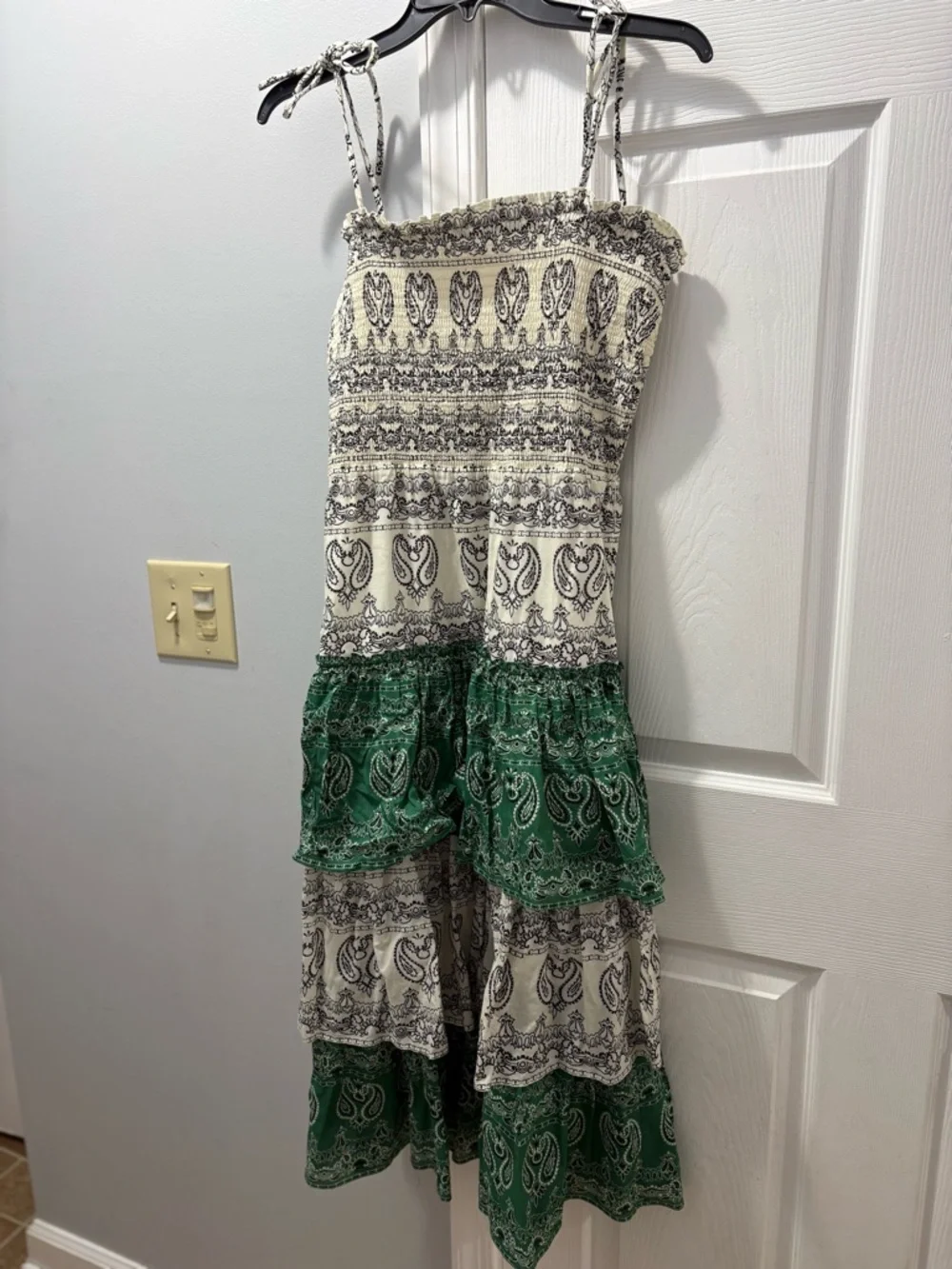 Tory Burch Paisley Cotton Poplin Midi Tiered Ruffle Dress Bandana Print